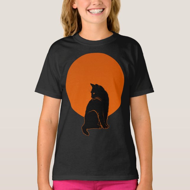T-SHIRT CHAT AU CLAIR DE LUNE (Devant)