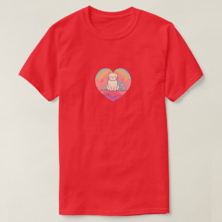 T-shirt Chat au cœur minimaliste