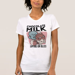 T-shirt Chat au Lait Chocolat Kawaii – Boisson Confortable