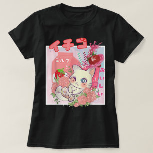 T-shirt Chat au lait de fraise Kawaii esthétique