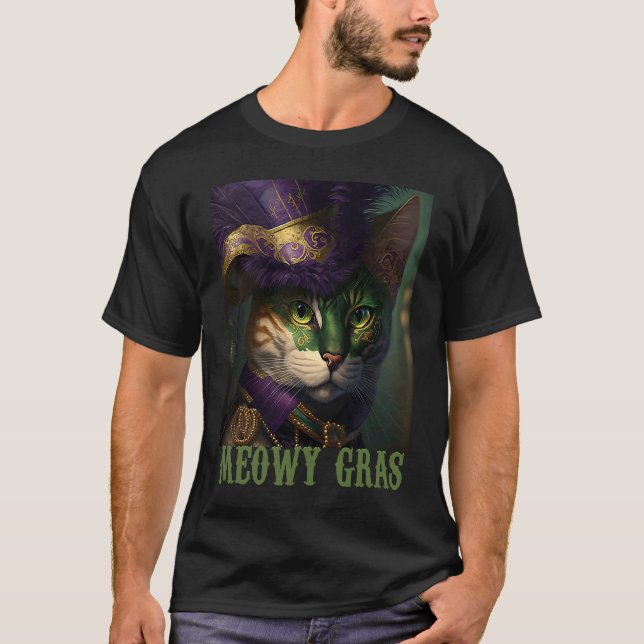 T-shirt Chat au Masque de Mardi Gras (Devant)