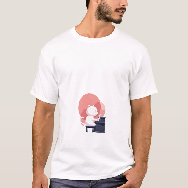 T-shirt Chat au piano silencieux (Devant)