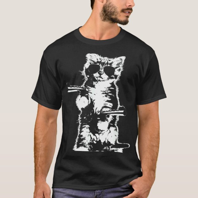 T-shirt Chat au pistolet  Chat (Devant)