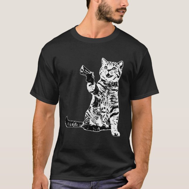 T-shirt Chat au pistolet  Chat (Devant)
