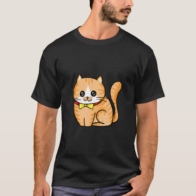 T-shirt Chat au Ruban Jaune Charmant (Devant)