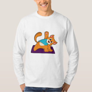 T-shirt Chat au Yoga avec tapis de Yoga