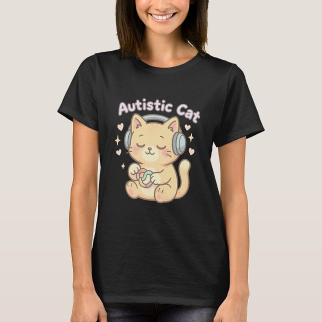 T-shirt Chat autiste  Conception d'animal mignon adapté à  (Devant)
