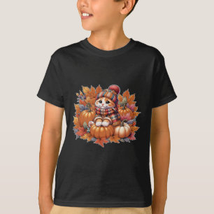 T-shirt Chat-automne-feuille-bonjour-automne-chat-chaton-a