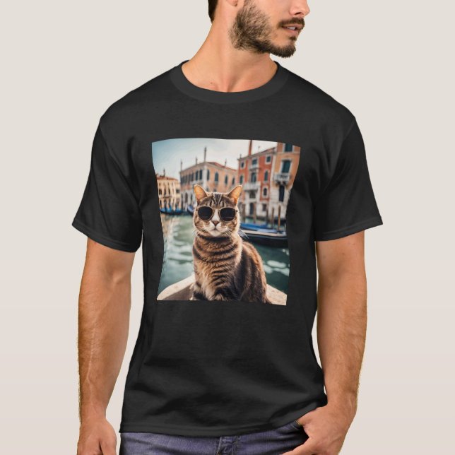 T-shirt Chat aux canaux de Venise (Devant)
