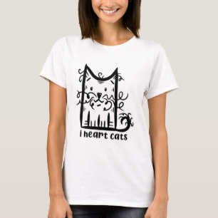 T-shirt Chat aux cheveux bouclés désordonné J'adore les ch