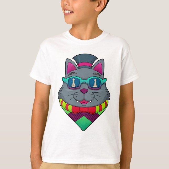 T-shirt Chat aux échecs avec pion (Devant)
