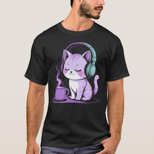 T-shirt Chat aux Vibes Chill Avec (Devant)
