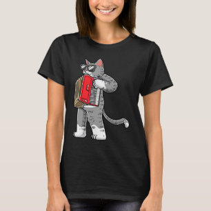 T-shirt Chat Avec Accordéon Accordéoniste Musicien Accordé
