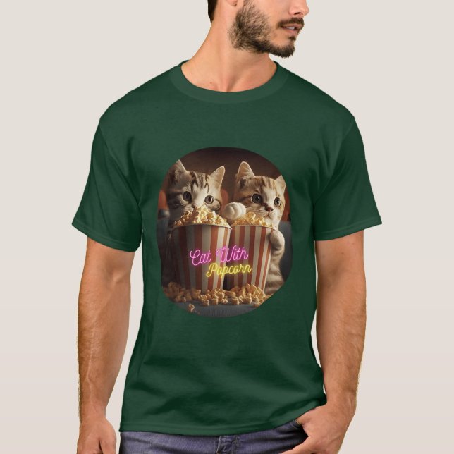 T-shirt Chat avec ami Popcorn (Devant)