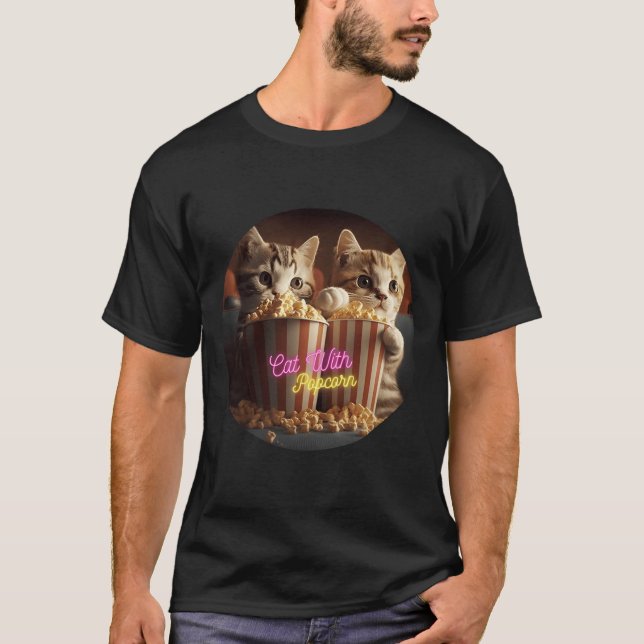 T-shirt Chat avec ami Popcorn (Devant)