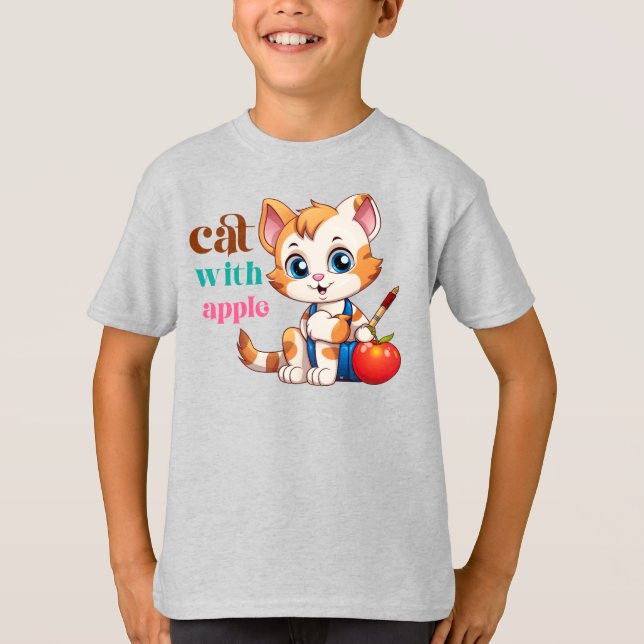 T-shirt Chat Avec Apple-85242 (Devant)