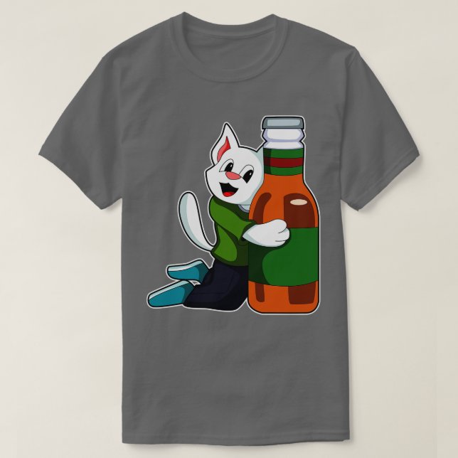 T-shirt Chat avec bouteille de bière (Design devant)