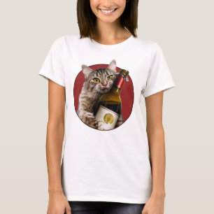 T-shirt Chat Avec Bouteille De Vin