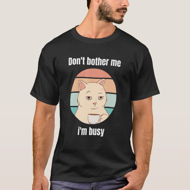 T-shirt chat avec café bureau trucs amusants 2 (Devant)