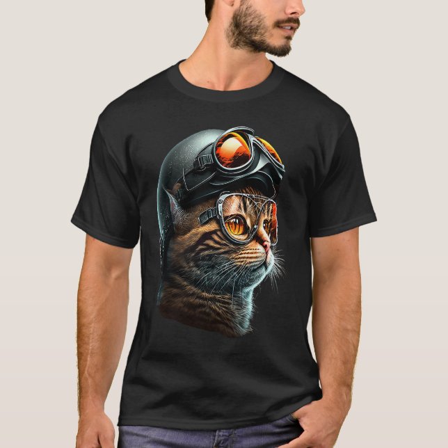 T-shirt Chat avec casque de motard  Chats  2 (Devant)