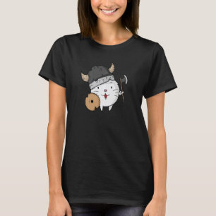 T-shirt Chat avec casque de Viking hache et bouclier