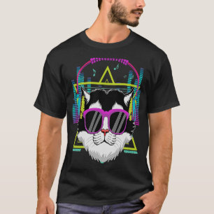 T-shirt Chat Avec Casque Im Avec Le Costume DJ 80s EDM