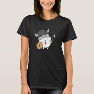 T-shirt Chat avec casque viking hache et bouclier