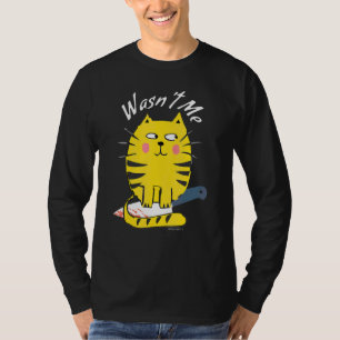 T-shirt Chat avec couteau Ce n'était pas moi drôle Hilario