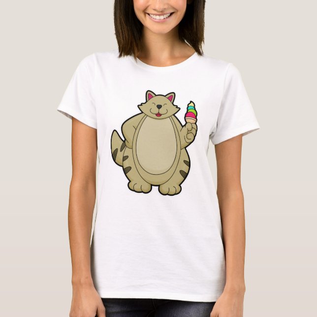 T-shirt Chat avec crème glacée gaufre (Devant)