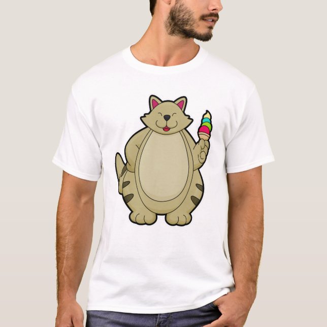 T-shirt Chat avec crème glacée gaufre (Devant)