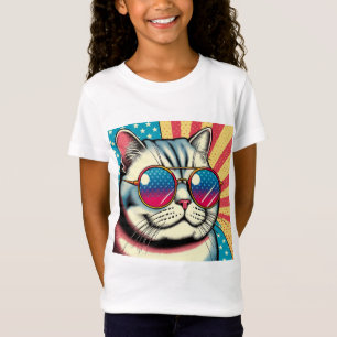 T-Shirt Chat avec des lunettes