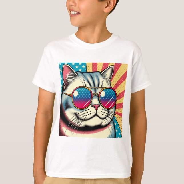 T-shirt Chat avec des lunettes (Devant)