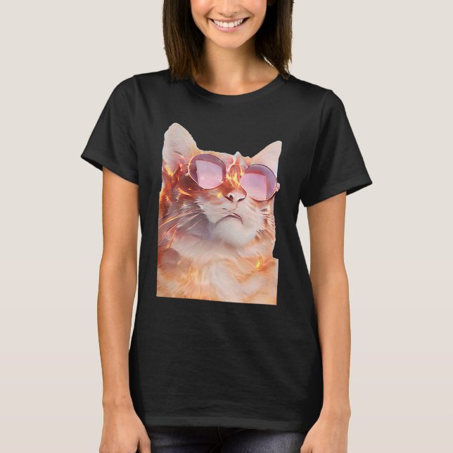 T-shirt Chat avec des lunettes (Devant)