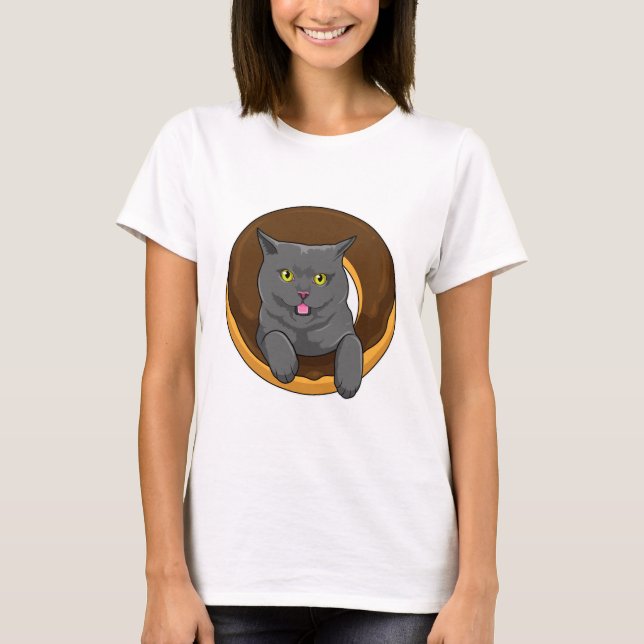 T-shirt Chat avec Donut (Devant)