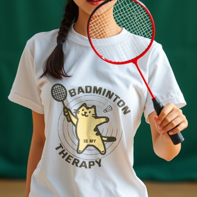 T-shirt Chat avec drôle de badminton disant (Créateur téléchargé)