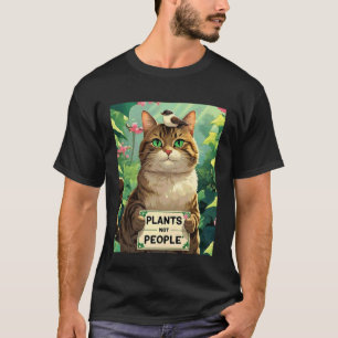 T-shirt Chat Avec Fleurs Plantes Pas Personnes Chat et Ois