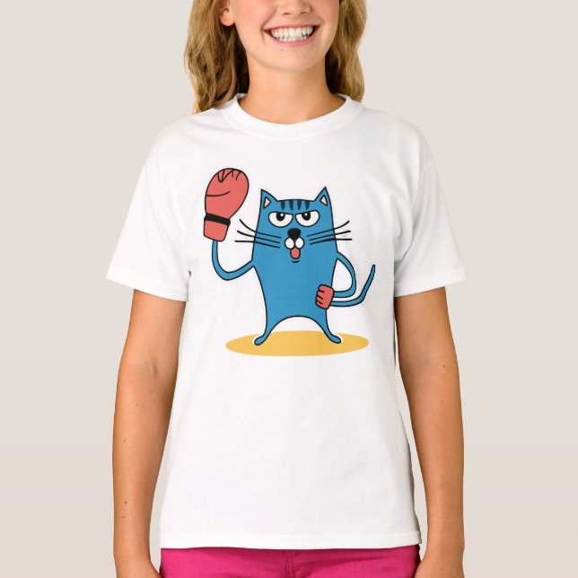 T-shirt Chat avec gants de boxe (Devant)