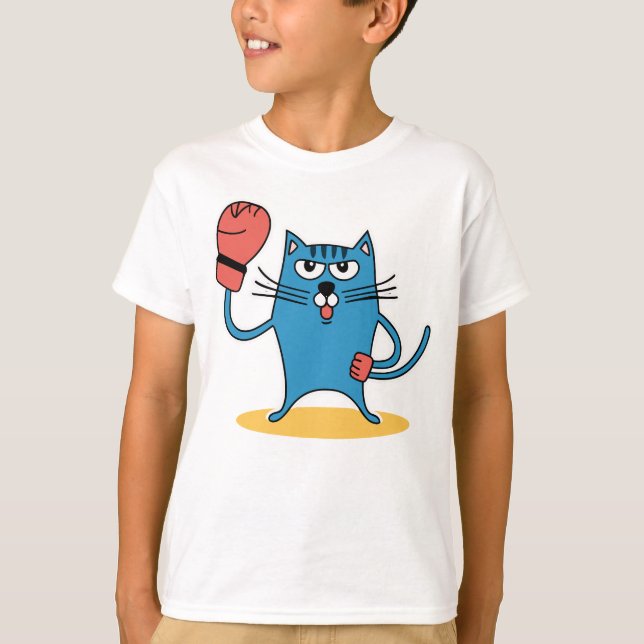 T-shirt Chat avec gants de boxe (Devant)