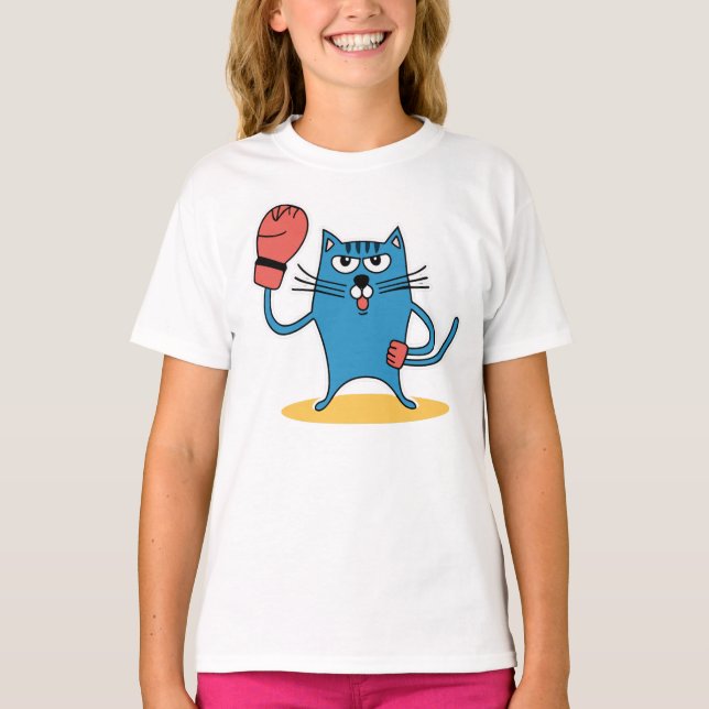 T-shirt Chat avec gants de boxe (Devant)