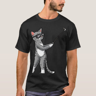 T-shirt Chat Avec Golf Club Golf Golf Golf Golf Lecteur