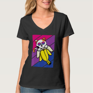 T-shirt Chat avec la fierté de la banane Drapeau bisexuel 