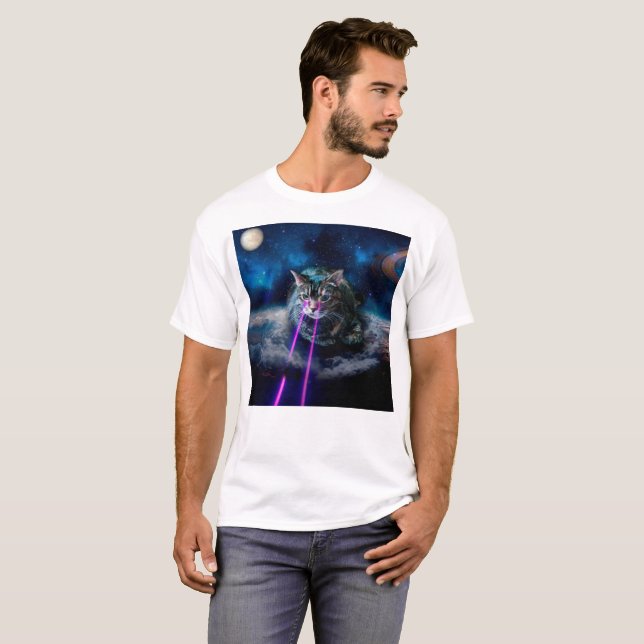 T-shirt Chat avec lasers des yeux (Devant entier)