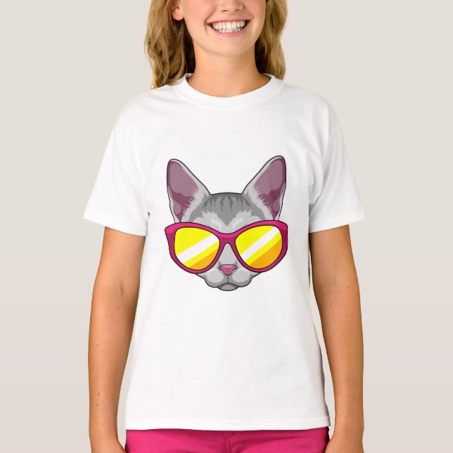 T-shirt Chat avec lunettes de soleil (Devant)