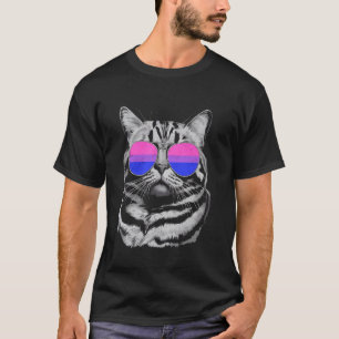 T-shirt Chat avec lunettes de soleil Bi Pride LGBTQ