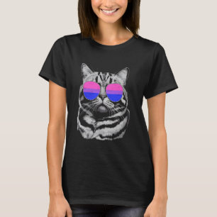 T-shirt Chat avec Lunettes de Soleil Bi Pride LGBTQ