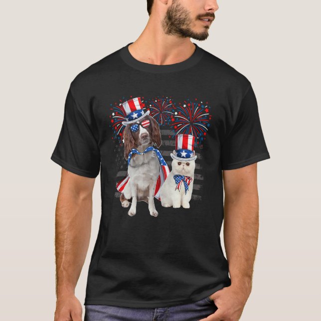 T-shirt Chat Avec Lunettes De Soleil English Springer Span (Devant)