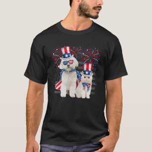 T-shirt Chat Avec Lunettes De Soleil Maltaises Drapeau Amé