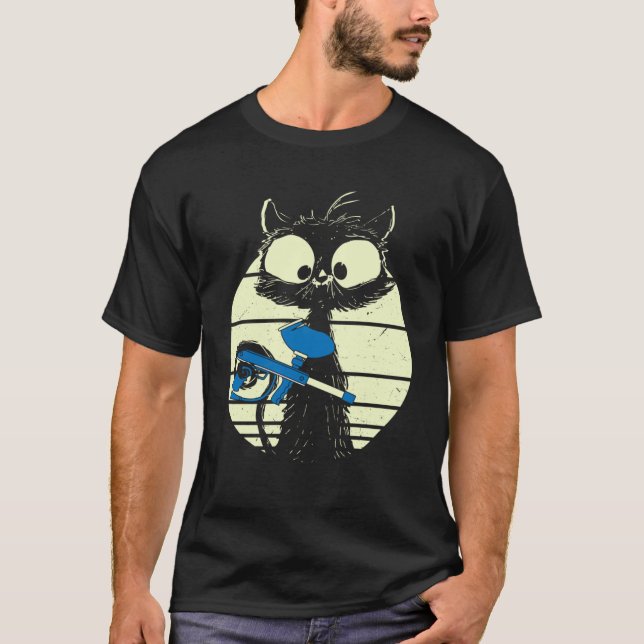 T-shirt Chat Avec Paintball Masque Paintball Chat Cute Cha (Devant)