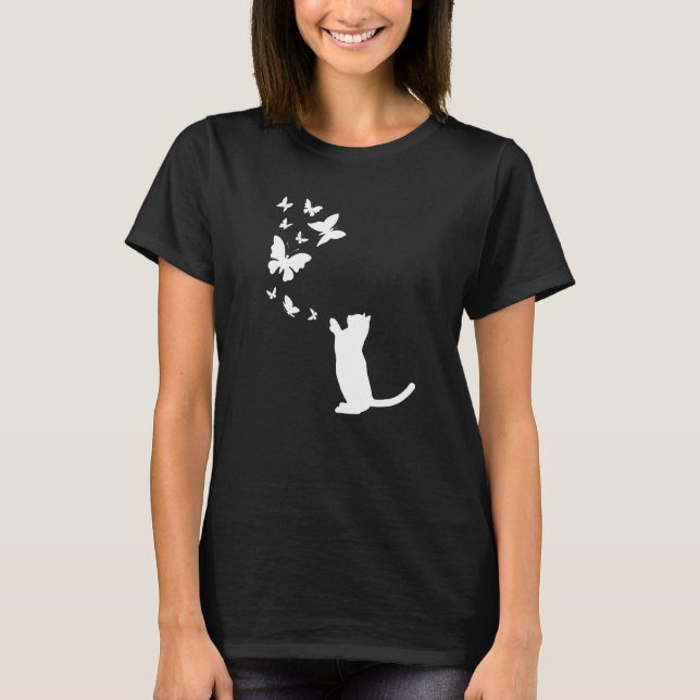 T-shirt Chat Avec Papillons Chat Propriétaire Chat Cute Ch (Devant)