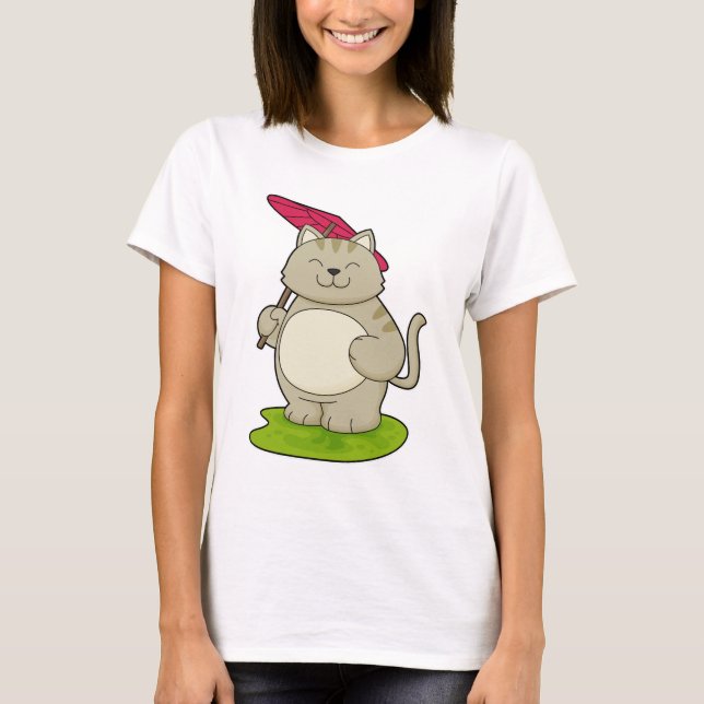T-shirt Chat avec parapluie (Devant)